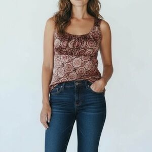 NWT VTG Y2K Self Esteem Babydoll Brown Pink Top Fairy Medallion Womens Size 1X